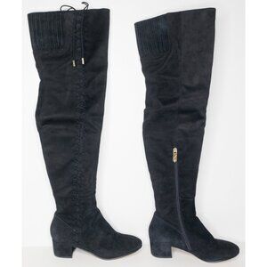 BRIAN ATWOOD B-MALLEY Suede Over Knee Heel Boots Black Size 8.5
